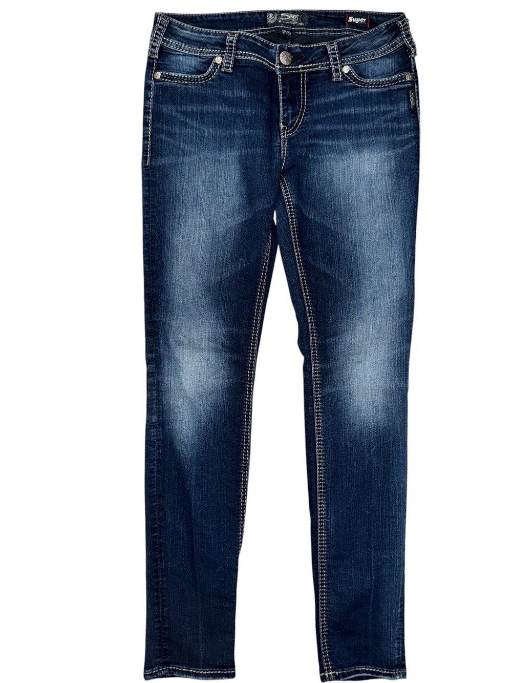 Silver Suki Mid Super Skinny Jeans W30 L31 Dark Wash Stretch Women’s 30